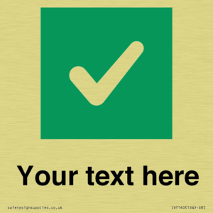 Custom plain background, green square with tick sign
